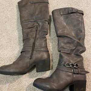 Grey tall boots